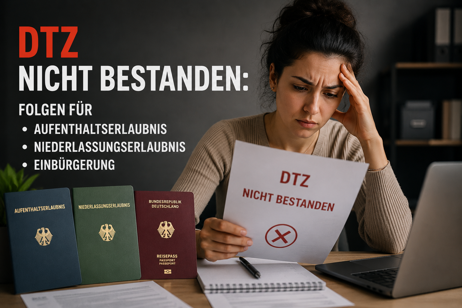DTZ nicht bestanden: Folgen für Aufenthaltserlaubnis, Niederlassungserlaubnis und Einbürgerung
